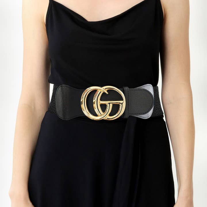 Cintura elastica accentata con fibbia in metallo oversize per la vendita all'ingrosso da parte di Sensibling Corp.