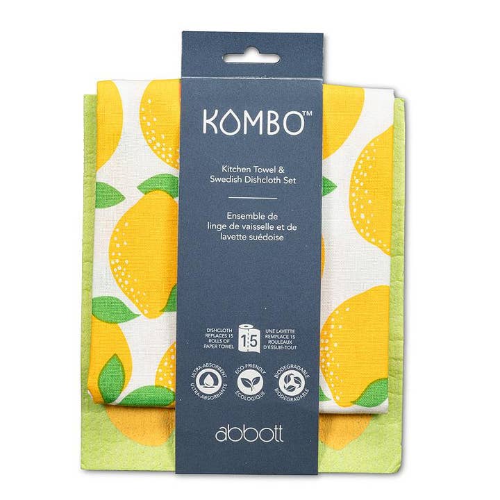 Abbott - Wholesale Tea Towel - Lemons Dishcloth & Kitchen Towel Set2