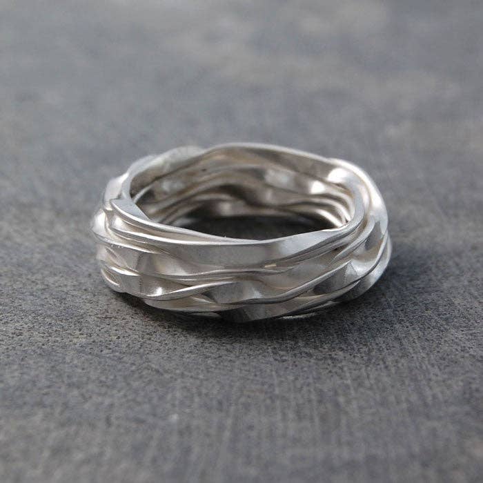 Otis Jaxon London - Wholesale Band/Stacked Ring - Wrap Contemporary Silver Ring0