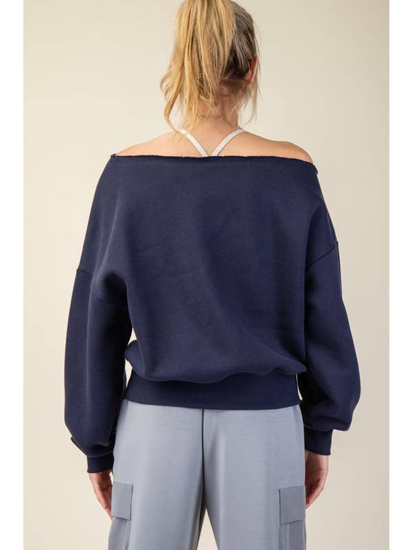 Sunday Morning – wholesale Sweatshirt – Women's – T6899PL37 PLUS SIZE OFF SHOULDER FRENCH TERRY FLEECE TOP4