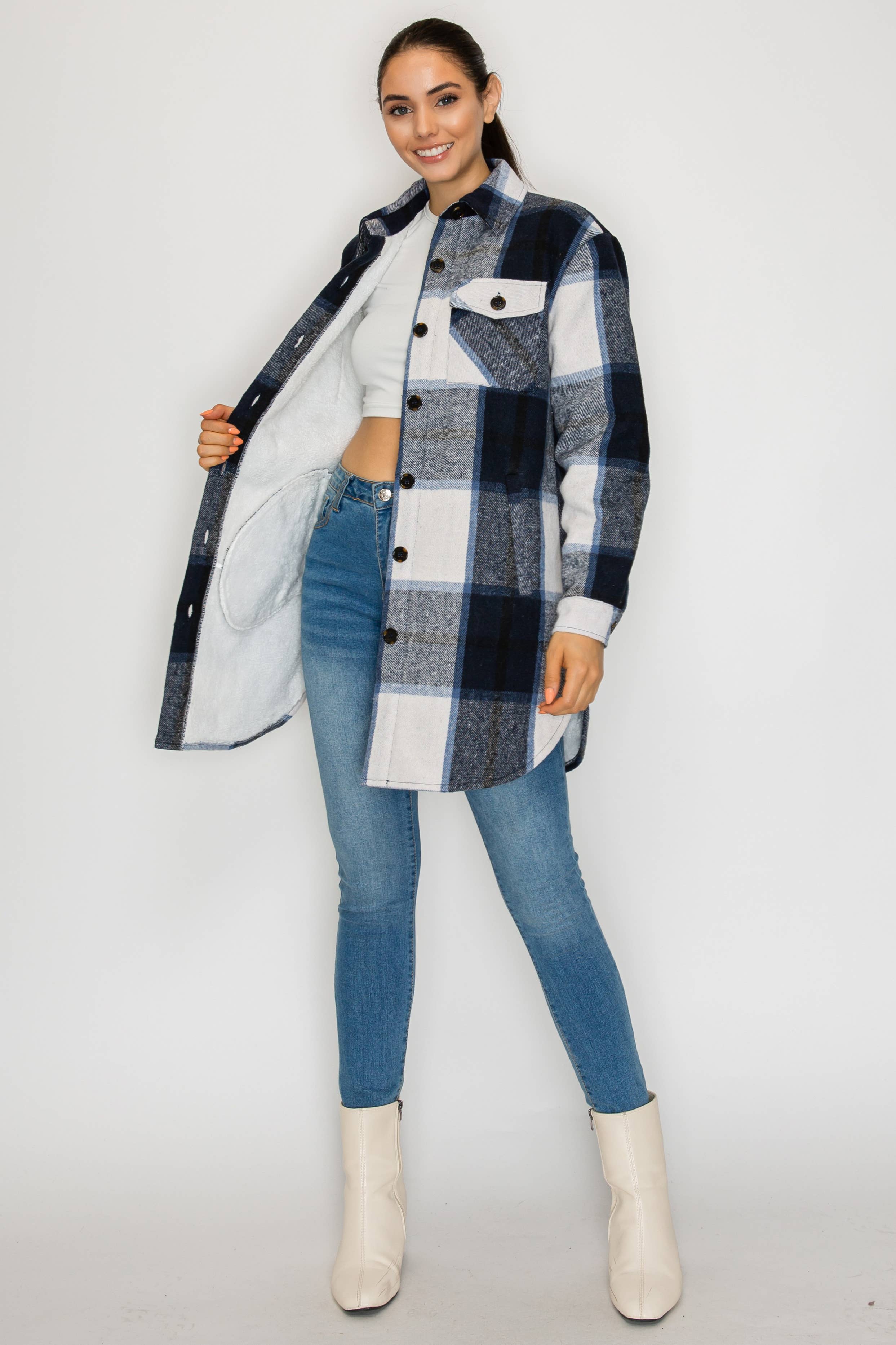 PATRONCITO USA INTERNATIONAL, INC - Wholesale Shirt Jacket/Shacket - Women's - Women Plaid Long Button Shirts Jackets (Shakets) LJ450-20256