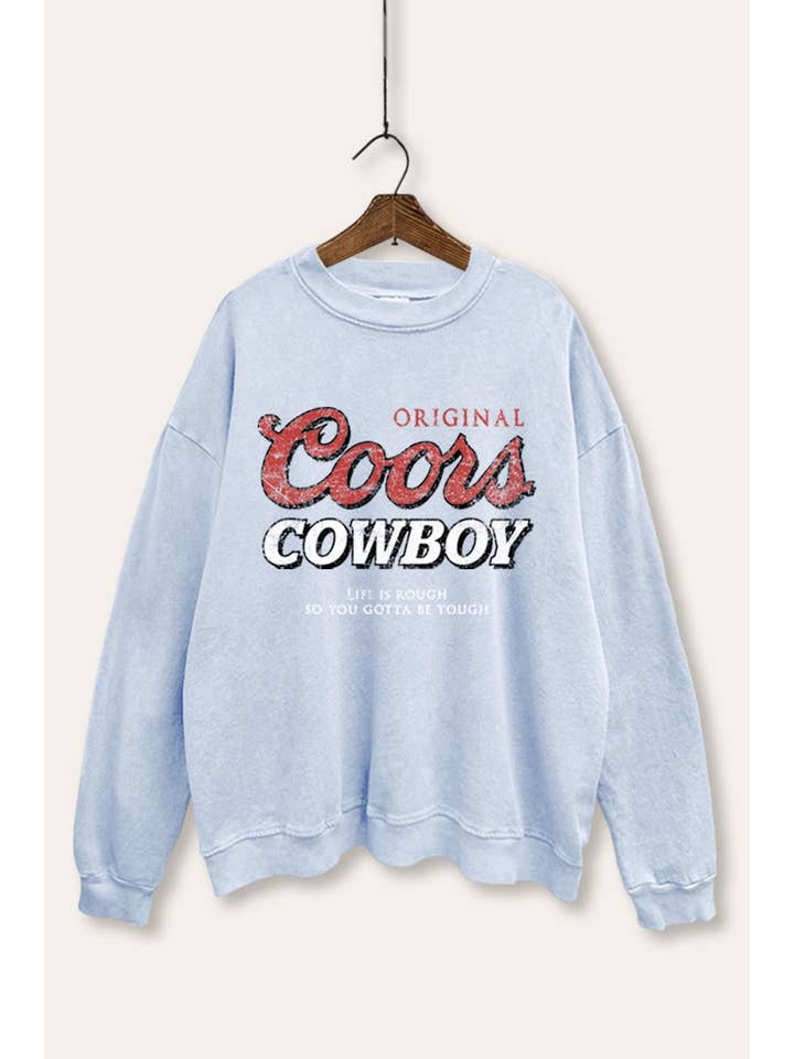 SUDADERA GRÁFICA COORS COWBOY LAVADO MINERAL para venta al por mayor de PINK NABI