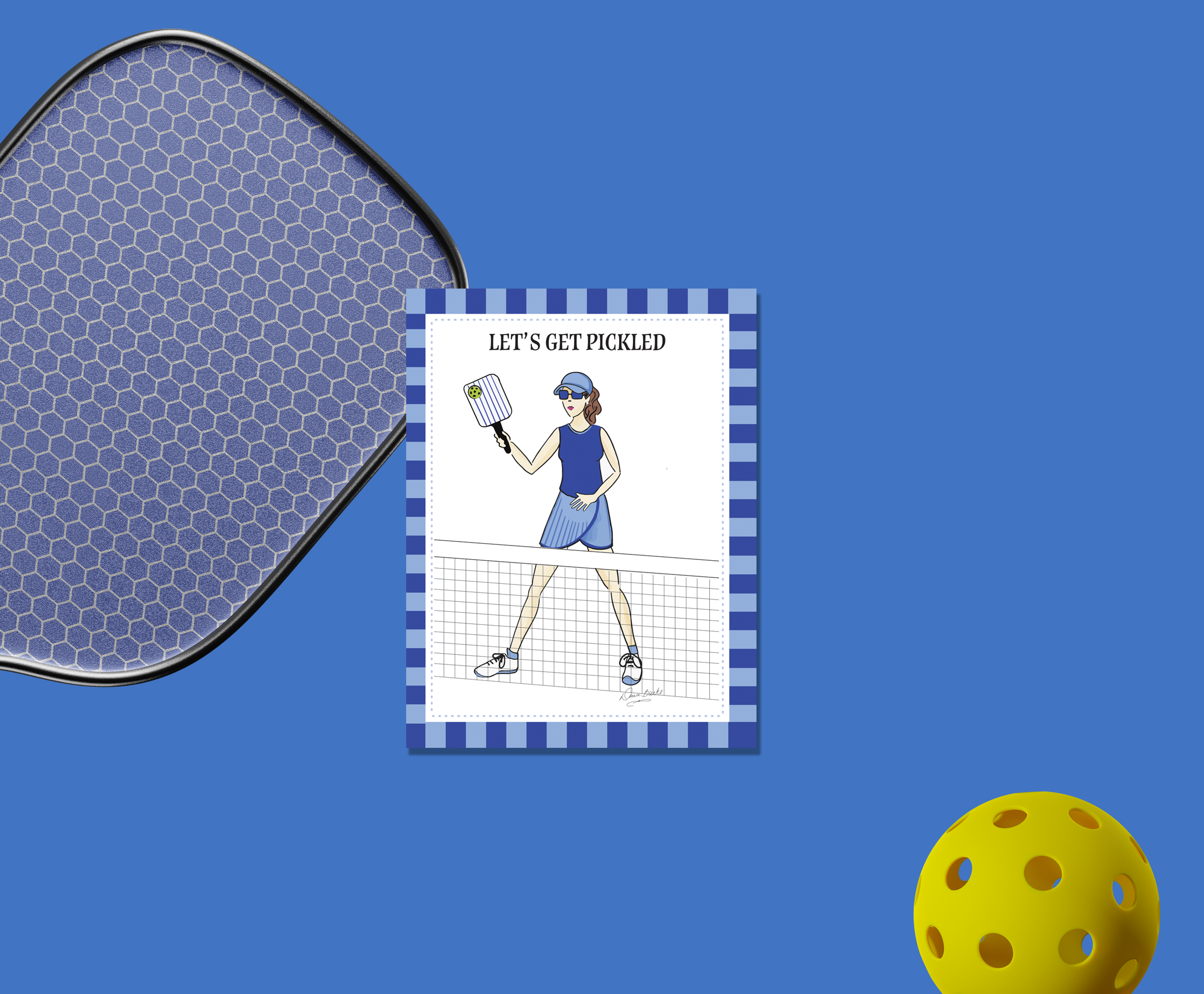 Dawn of Designs - Wholesale Stationery/Notecard Set - Women's Pickleball Boxed Card Set- 4 cards 5