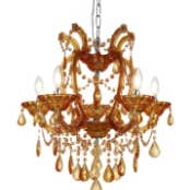 Amber 5 Branch Murano Chandelier for wholesale by McGowan & Rutherford Ltd