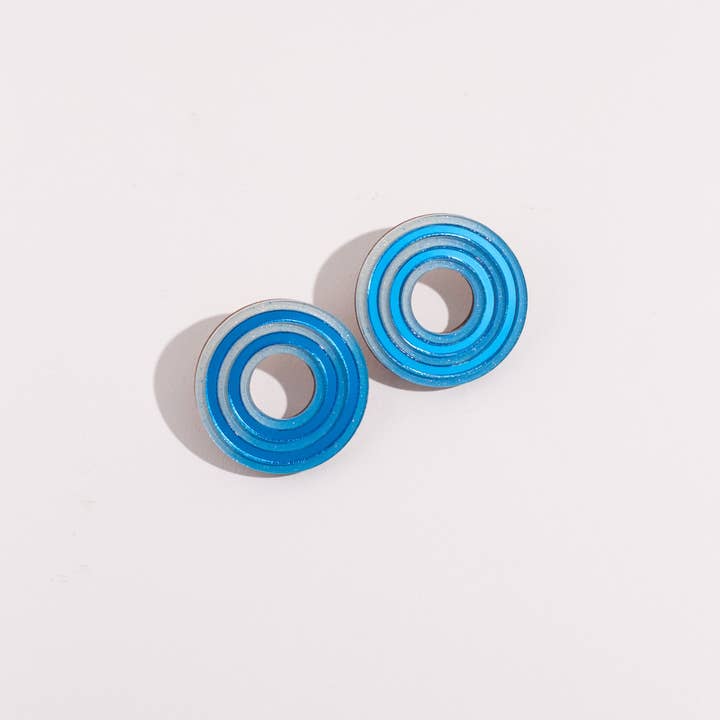 Moon-Seed - Wholesale Stud/Post Earrings - Isla Studs - Blue Lightweight Colorful Statement Earrings