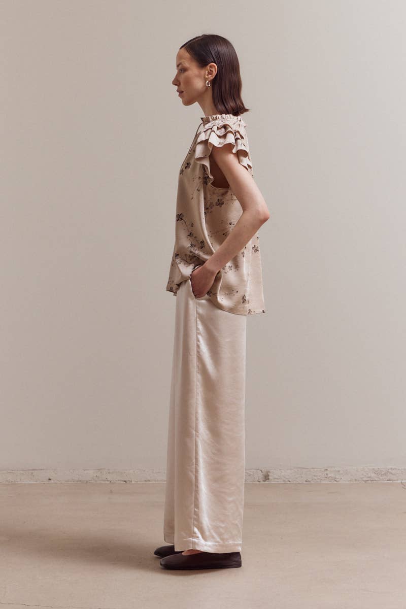 Grade & Gather – Blusa - Mulher por atacado – 40417BS - TOP COM FOLHOS ESTAMPADO3