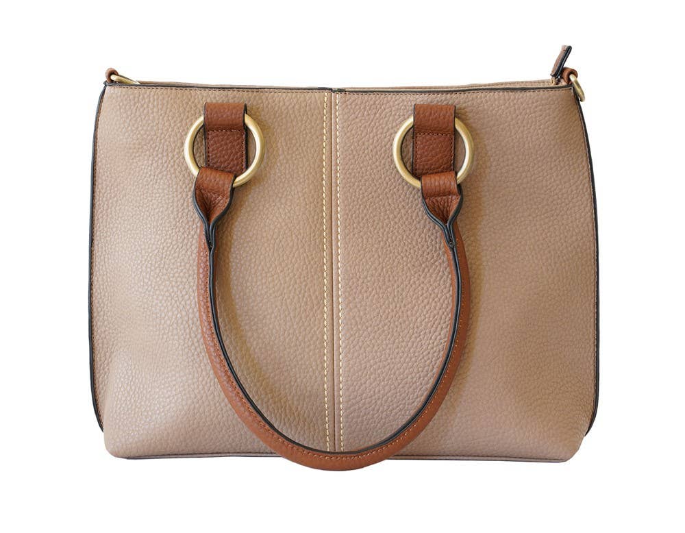 22 Tote - Wholesale Tote Bag - Women's - Pebbled Vegan Leather Triple-Compartment Shoulder Tote Bag7