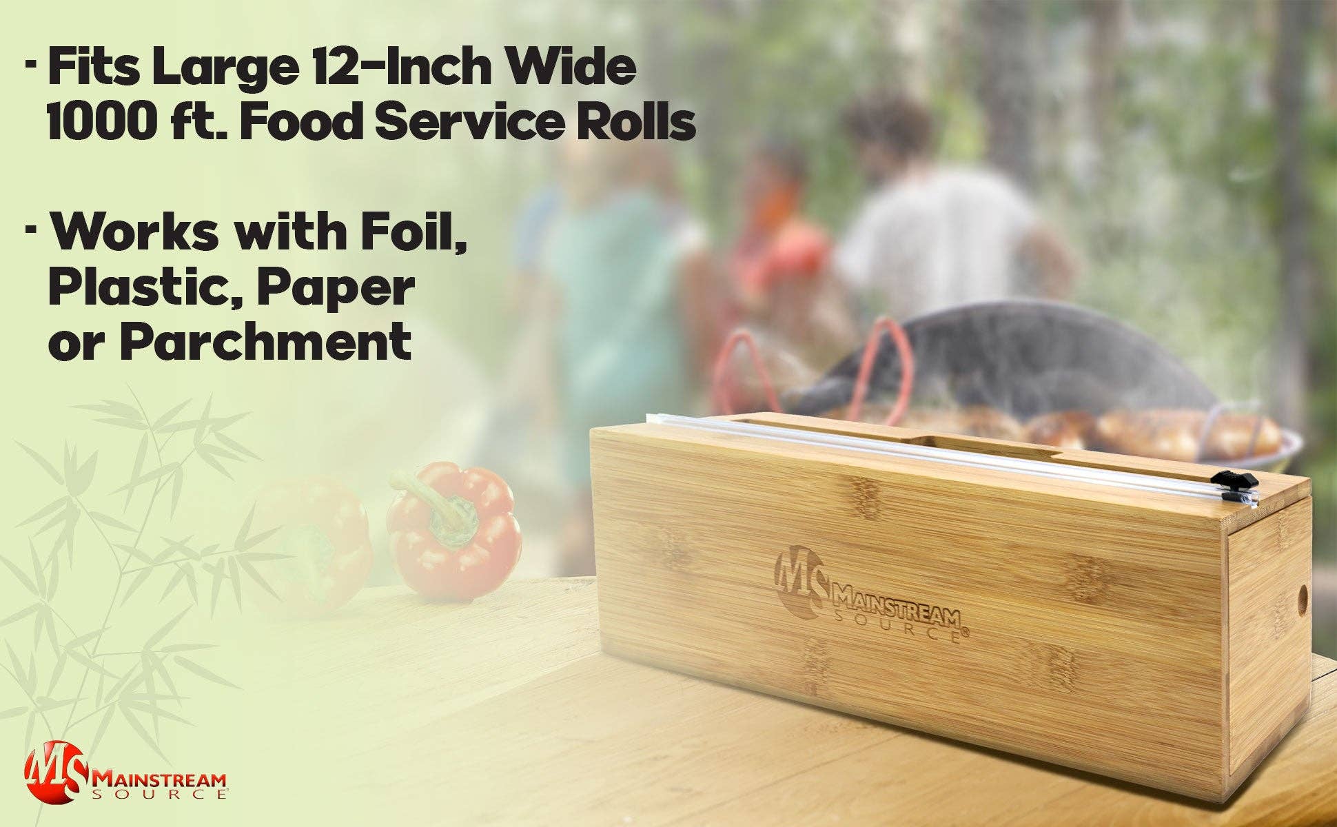 Mainstream Source – wholesale Köksverktyg/-pryl – Mainstream Source® Stor Bambu Wrap Dispenser - Extra tjock7