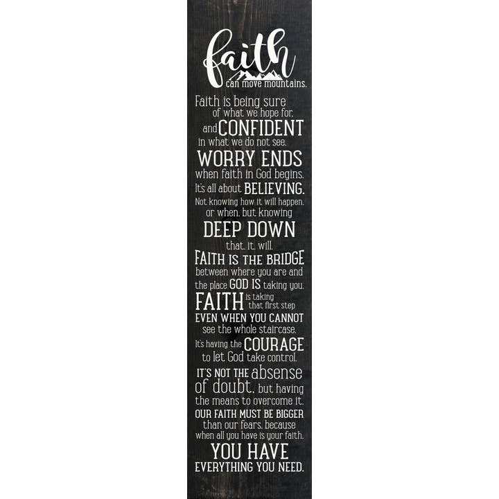 SAWDUST CITY – wholesale Sign – Faith Can Move Mountains Farmhouse Sign 9 x 36" Vertical3