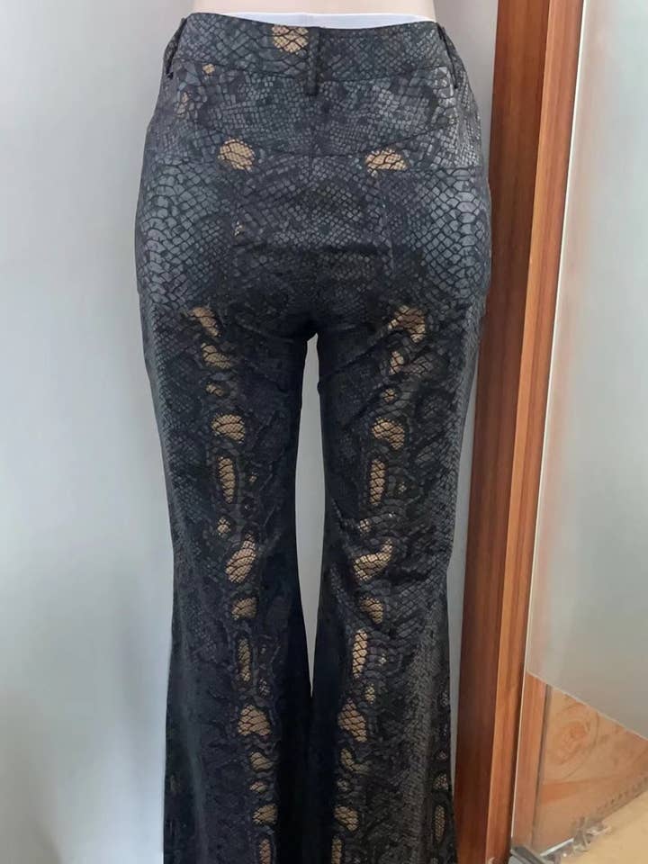 Black Snake Patterned Texture Tight Bell Pants CY011 for wholesale on Faire4