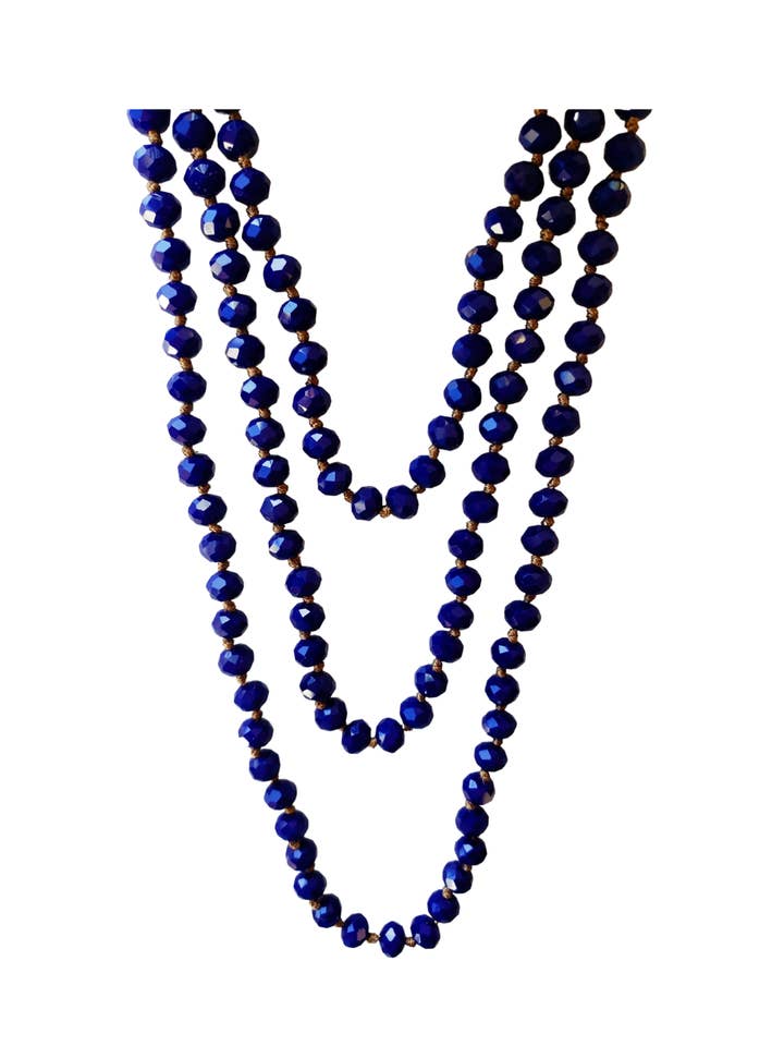Koningsblauwe halsketting met kristallen kralen voor wholesale door A Blonde and Her Bag
