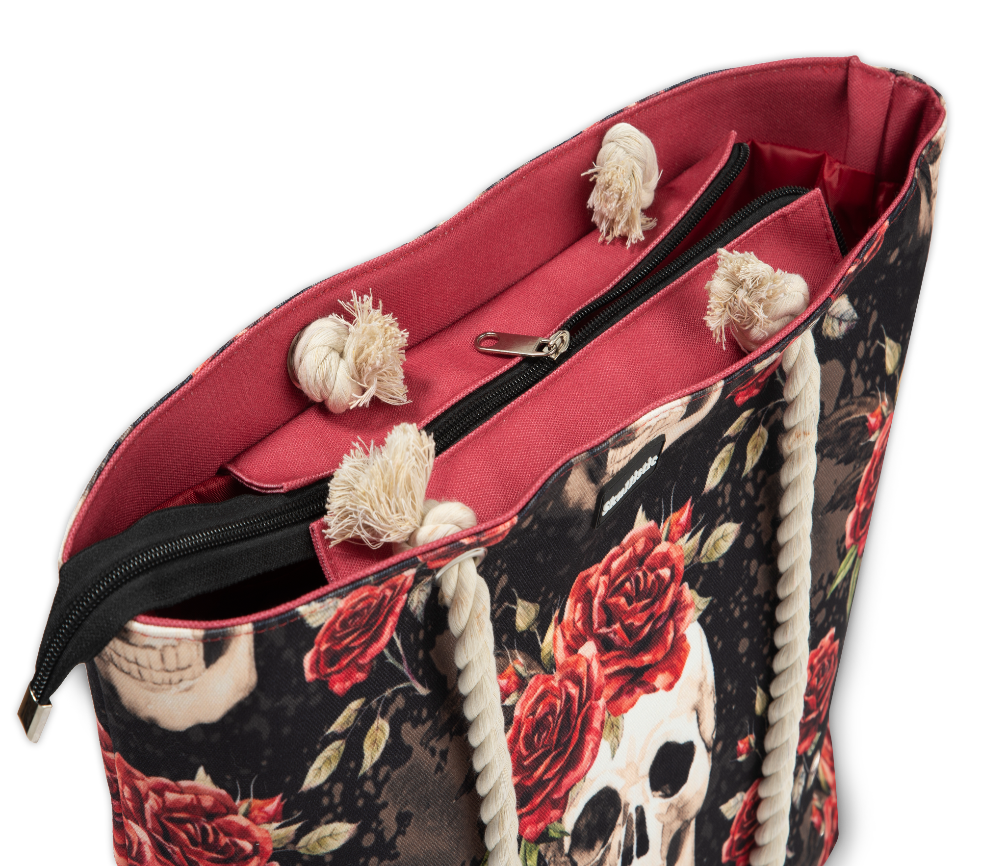 Zapps Clothing - Wholesale Beach Bag - Skullistic Vintage Flower Skull Shoulder Beach Bag3
