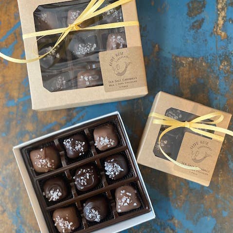 Olive Rose Chocolates 4 Piece Sea Salted Caramels for wholesale by Olive Rose Chocolates