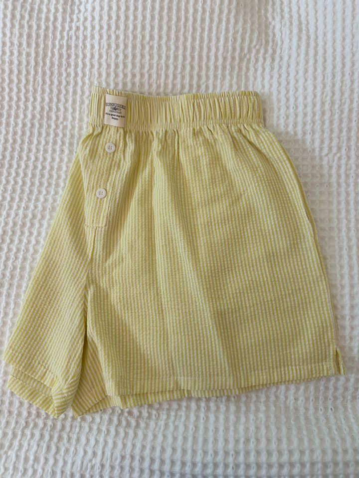 Yellow Seersucker Everyday Boxer Shorts for wholesale on Faire