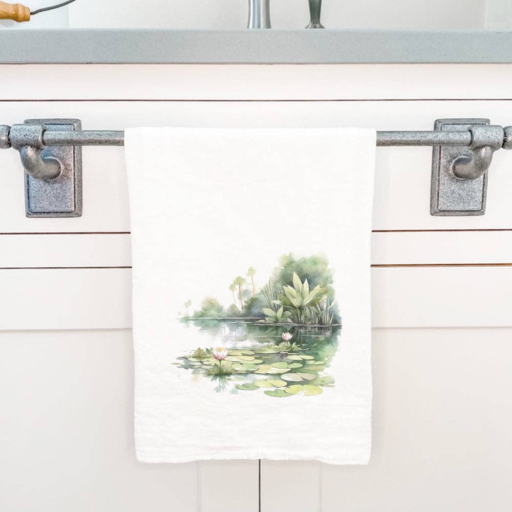 Cottage Shore - Wholesale Tea Towel - Water Lily Scene - Cotton Tea Towel1