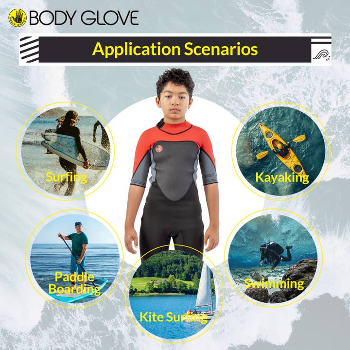 Body Glove Phoenix 2mm Youth Back-Zip Short Sleeve Springsuit - Red Ash Color for wholesale by Sixale