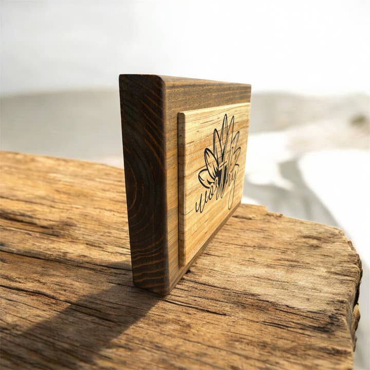 Faithful Creations Studios - Wholesale Sign - Rustic Wooden “Worthy” Sign with Sunflower Cross | Christian1