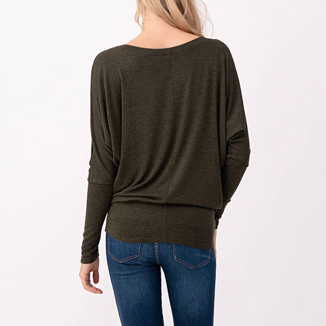 Heimious - Vente Haut en maille – femme - Haut en tricot Hacci à manches longues et col rond à manches Dolman, 270140