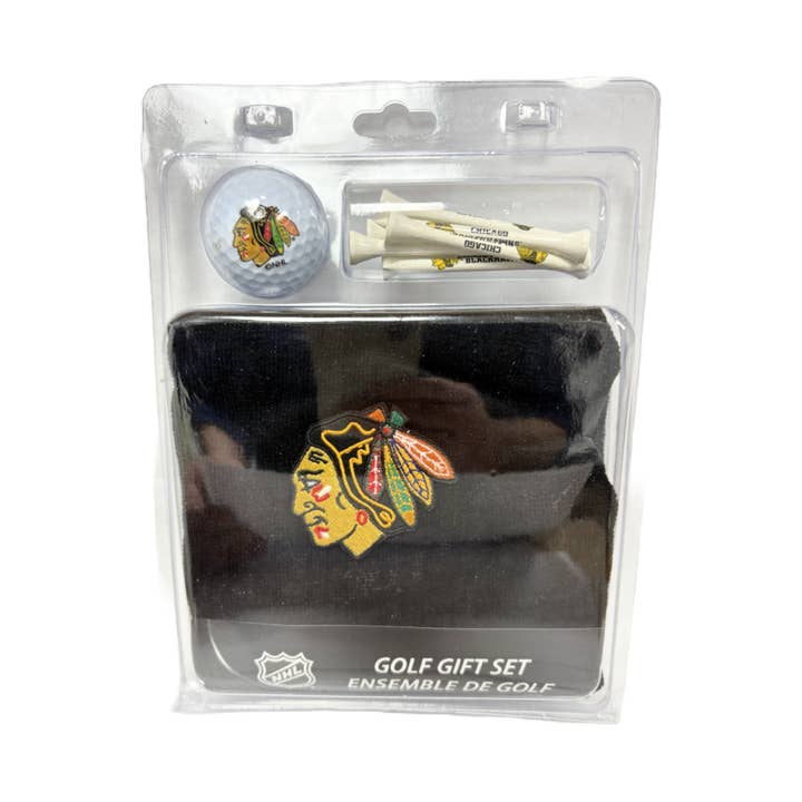 Towel, Ball, Tees Gift Set Chicago Blackhawks for wholesale by CaddyPro Golf Products Ltd.