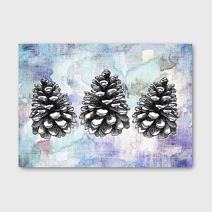 Impression artistique de trois pommes de pin 5x7" pour la vente par Jeanelle Demers