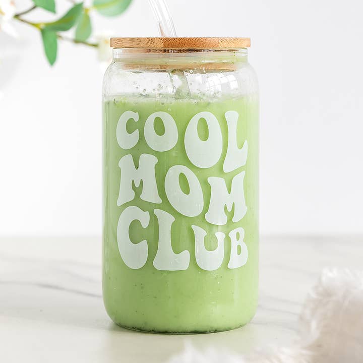 "Cool Mom Club" 16oz Libby Cup with Bamboo Lid for wholesale by Succulent Kreations