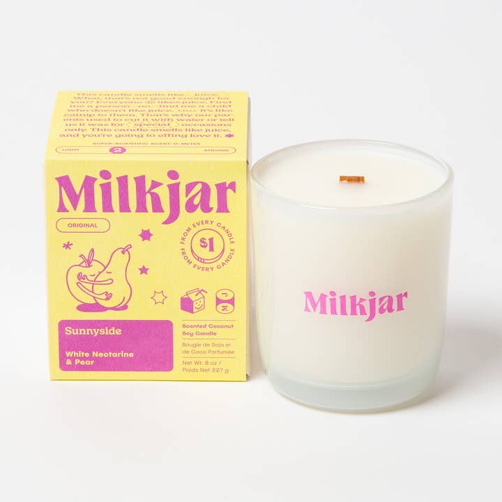 Sunnyside - Pear & Nectarine Coconut Soy 8 oz Candle for wholesale by Milk Jar Candle Co.