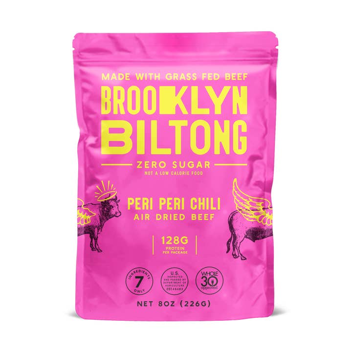 8oz Peri Peri Grass-Fed Zero Sugar Biltong Tender Jerky for wholesale by Brooklyn Biltong