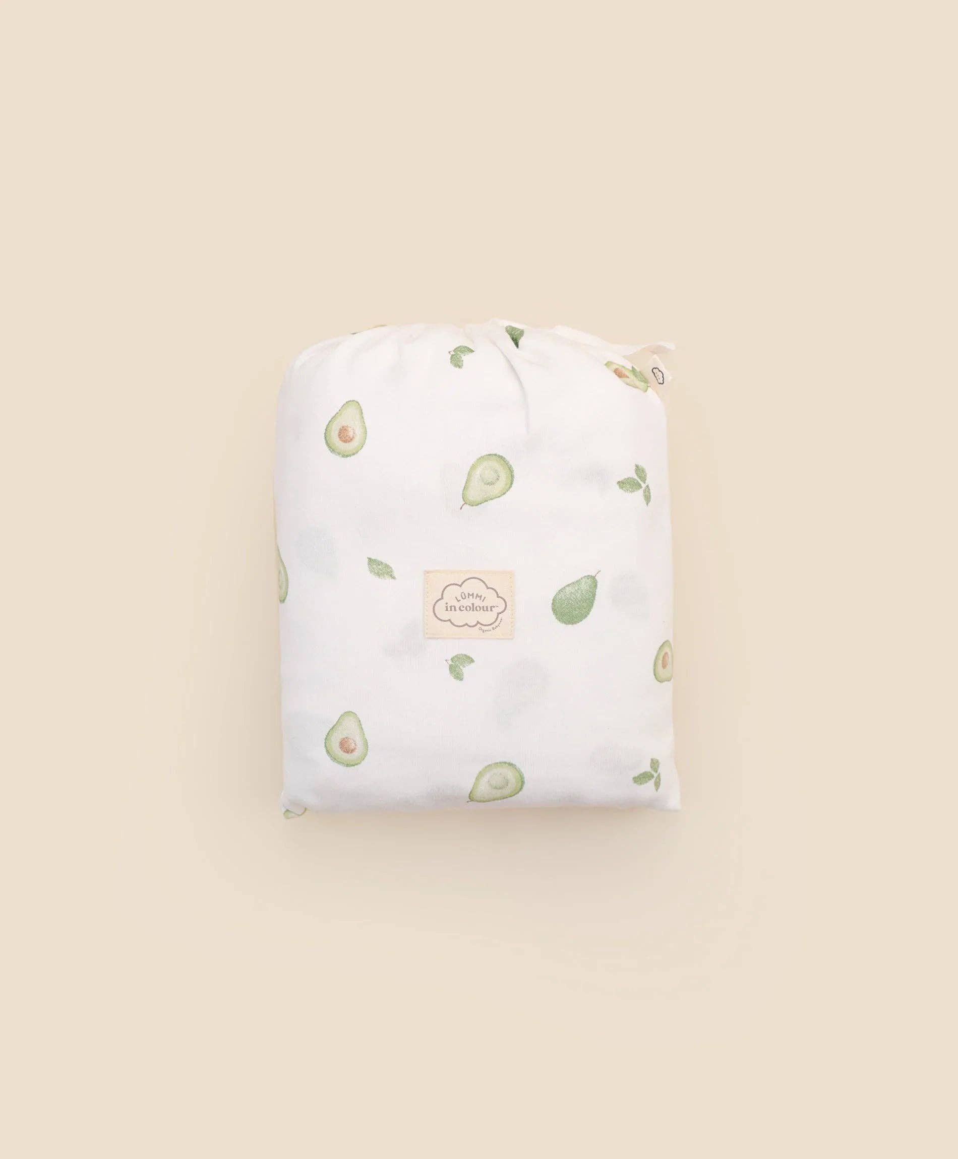 Lūmmi in Colour Babywear - Wholesale Cot/crib sheets - Organic Cotton Cot Sheet - Avocados1