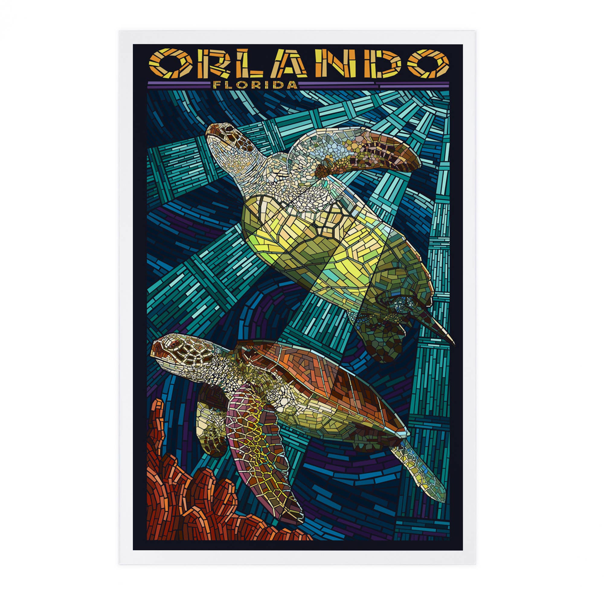 Lantern Press - Wholesale Postcard - PREMIUM POSTCARDS Orlando, Florida, Sea Turtle, Mosaic0