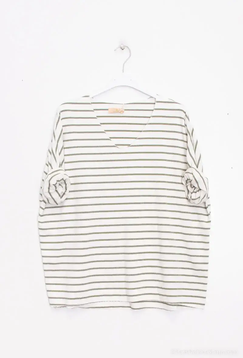 Mimi & Gogo - Vendita all'ingrosso Maglietta - Donna - Maglietta a righe taglia unica6