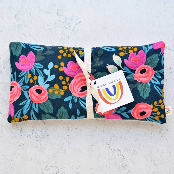 Weighted Eye Pillow in Rosa Floral Canvas Navy for wholesale by Minor Thread