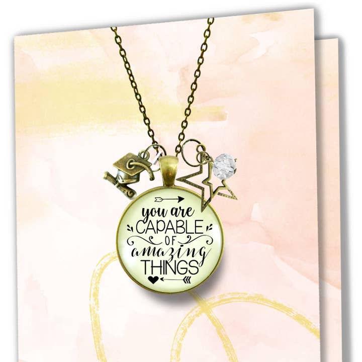 Gutsy Goodness - Wholesale Keychain - Women's - Graduation Necklace Keychain Capable Of Amazing Things