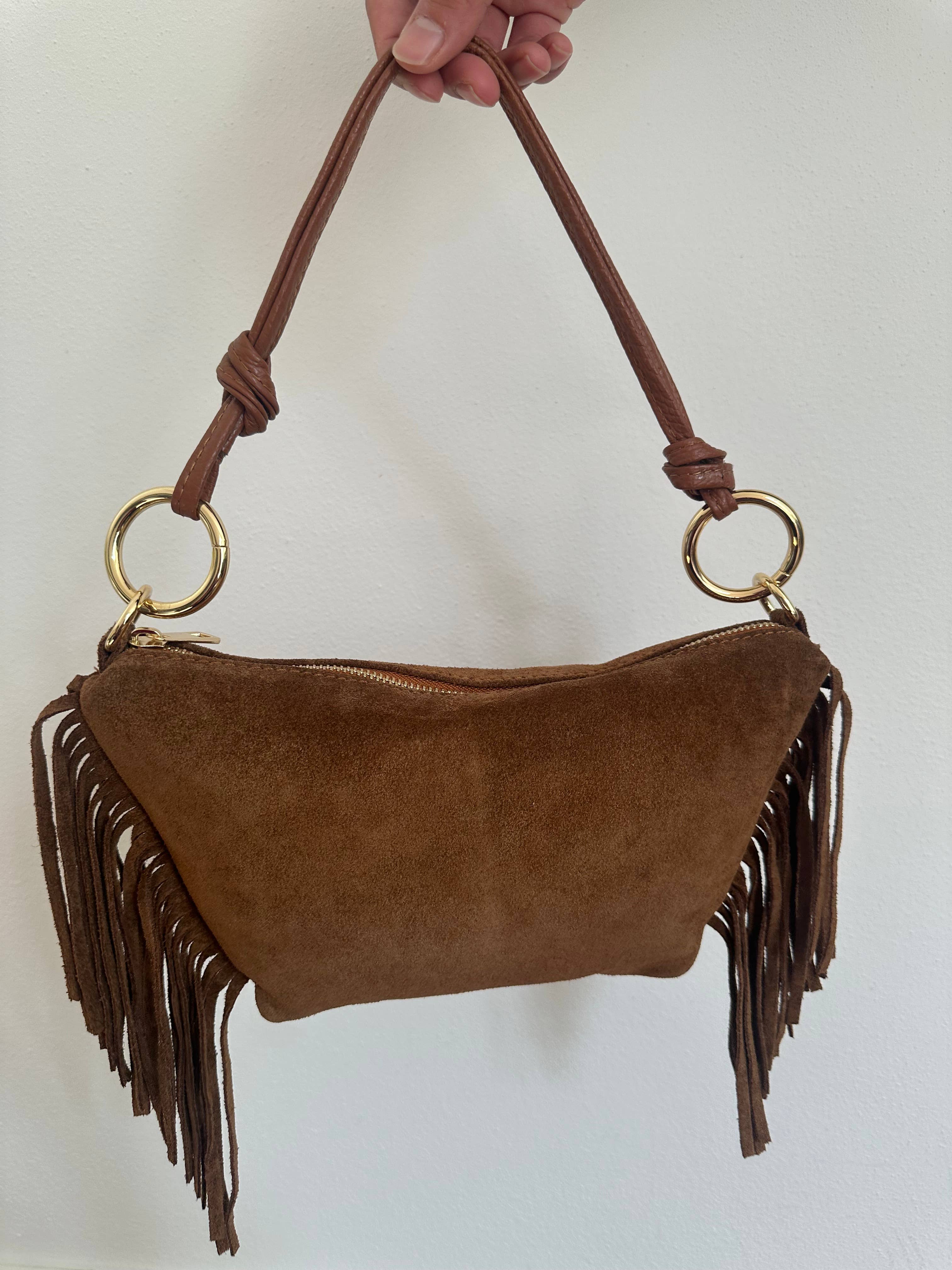 Zhade – wholesale Axelremsväska – Dam – MUSA- mocka och fransar3