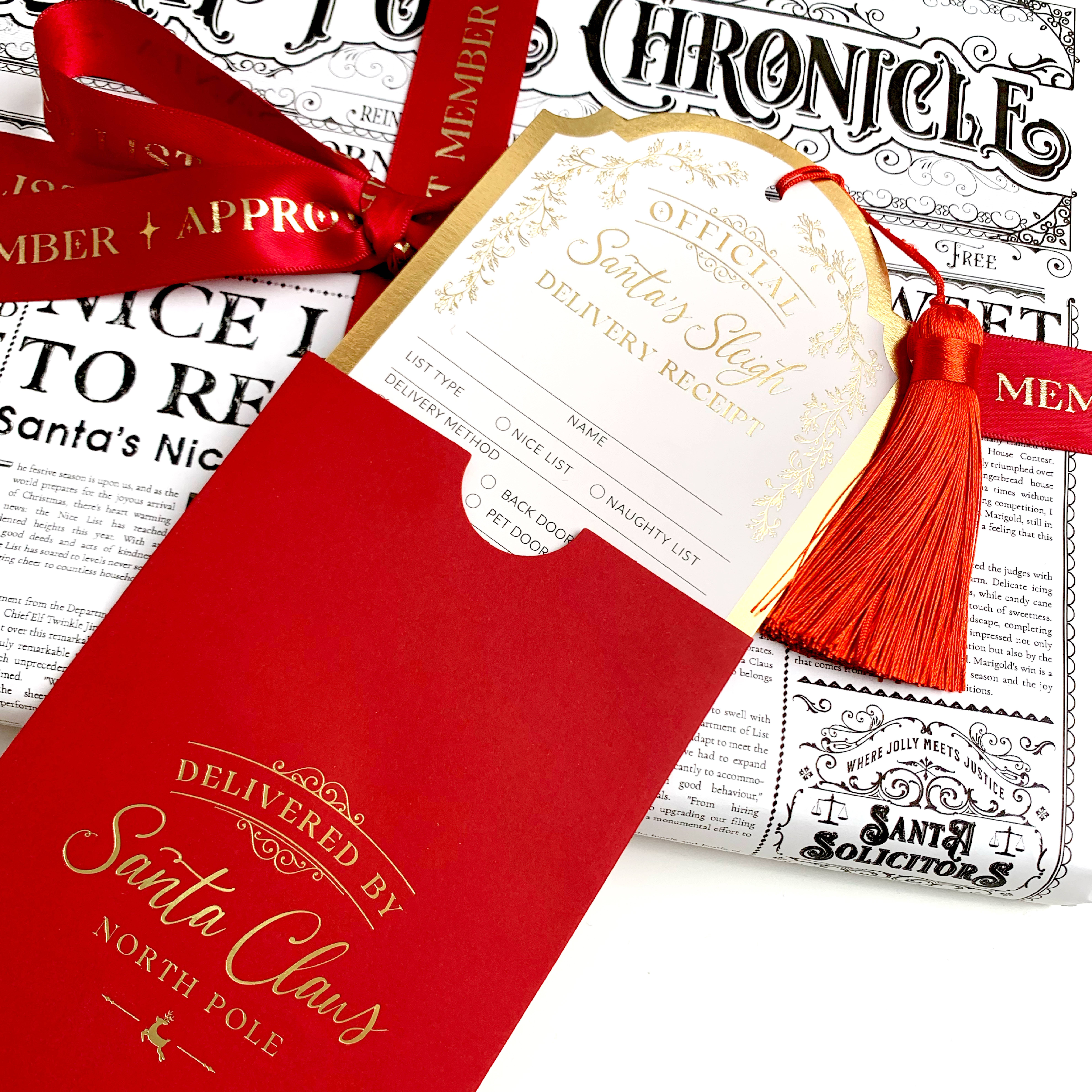 Black Bow Studio – wholesale Gift tag – Santa's Sleigh Delivery Receipt Christmas Gift Tag1