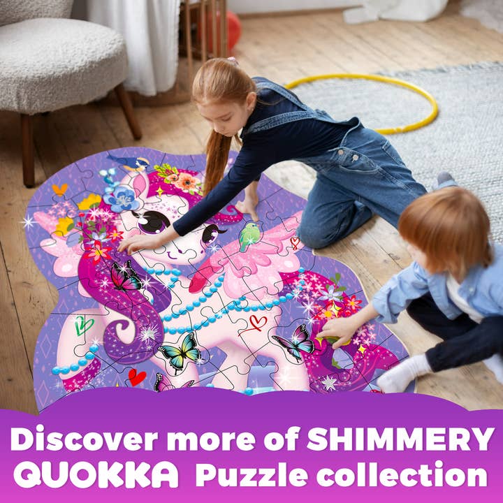 QUOKKA - Wholesale Puzzle - Kids - Unicorn Glitter Shaped Floor Puzzle for Kids5