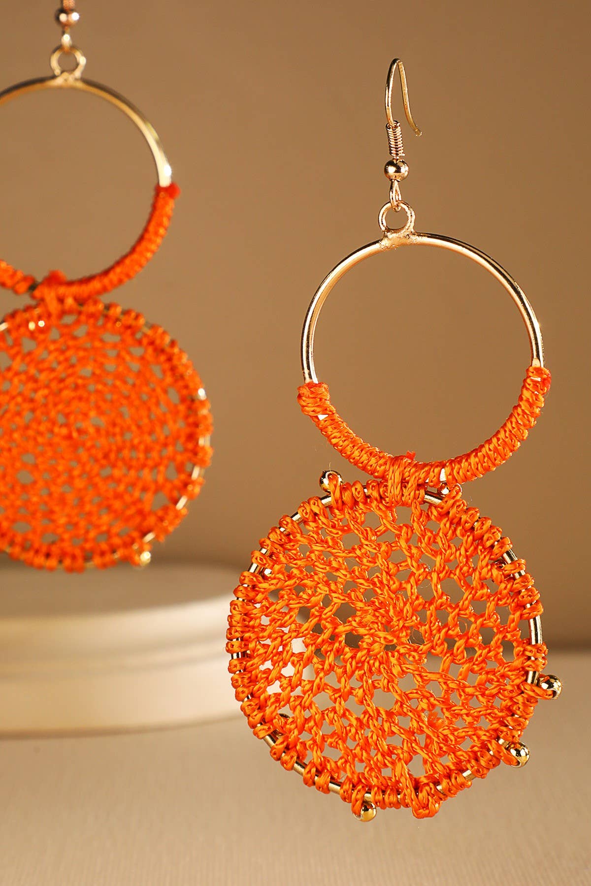 Urbanista - Wholesale Dangle Earrings - Rattan Knitted Round Tiers  Drop Earring 11