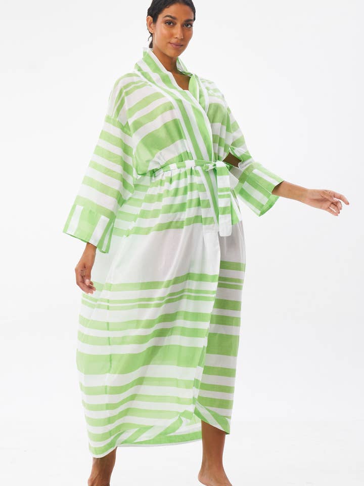 Random Stripe in Lettuce Green Penny Kimono for wholesale on Faire3
