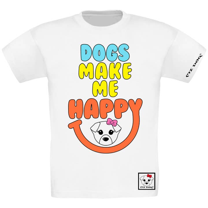 T-shirt coupe standard Mi Dog, Girls, Dogs Make Me Happy pour la vente par MI DOG