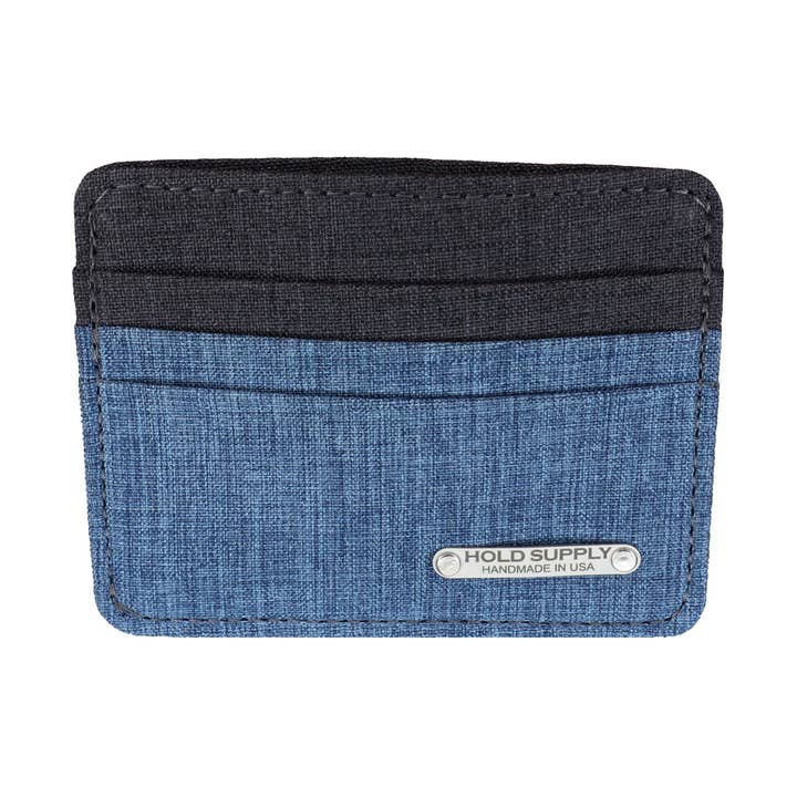 Blue and Gray Unisex Fabric Card Holder Wallet for wholesale by HOLD SUPPLY