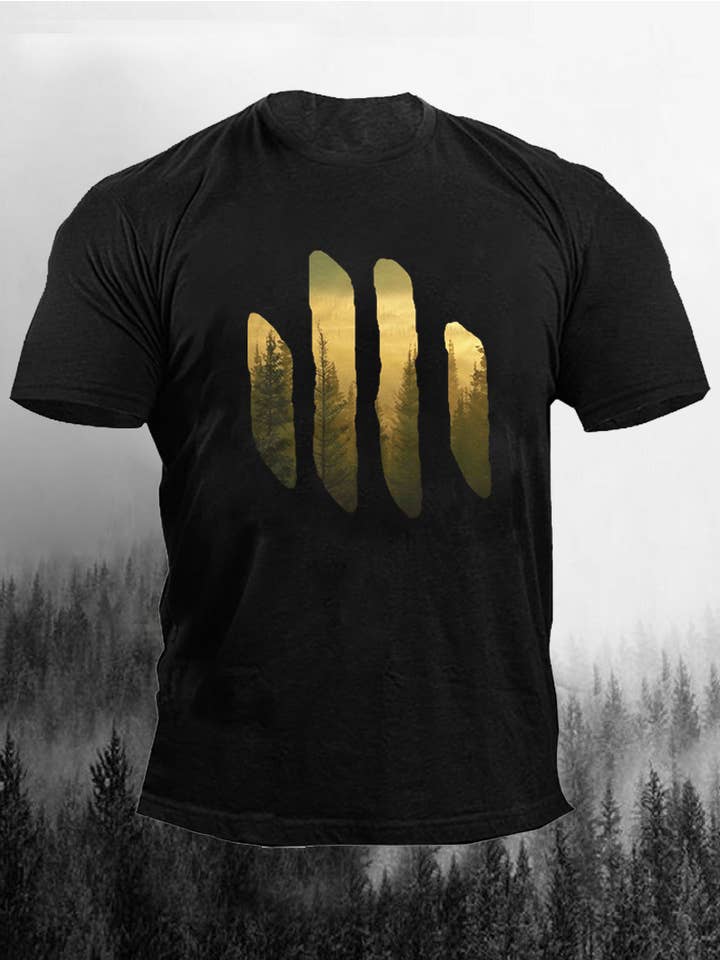 Tourtiwi - Wholesale Screen Printed T-Shirt - Men's - Forest Bars Printed Men's T-Shirt4