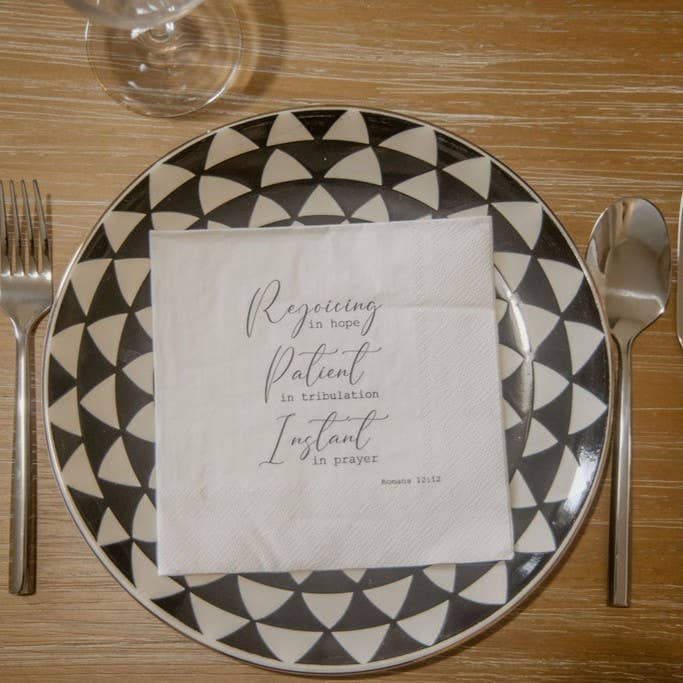 Pearls of Parchment - Wholesale Disposable Napkin - Rejoicing In Hope Paper Napkins | 20 ct Scripture Napkins4