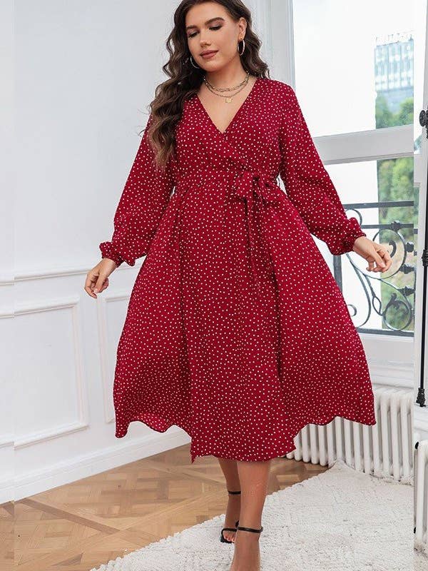 Polka Dot Plus Size Shift Dress for wholesale by Aria Romance