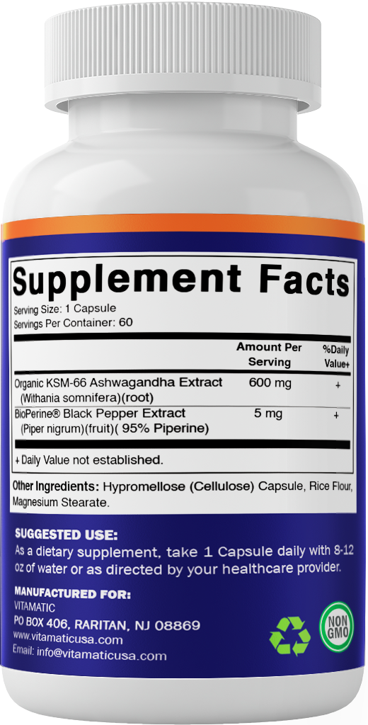 Vitamatic – Engroshandel Kosttilskud og vitaminer – Vitamatic | KSM-66 Ashwagandha Rodekstrakt 600 mg | 60 kapsler7