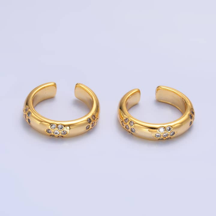 Aim Eternal – wholesale Cuff/wrap earrings – 24K Gold Filled Dotted CZ Ear Cuff Earrings | AI171 AI172