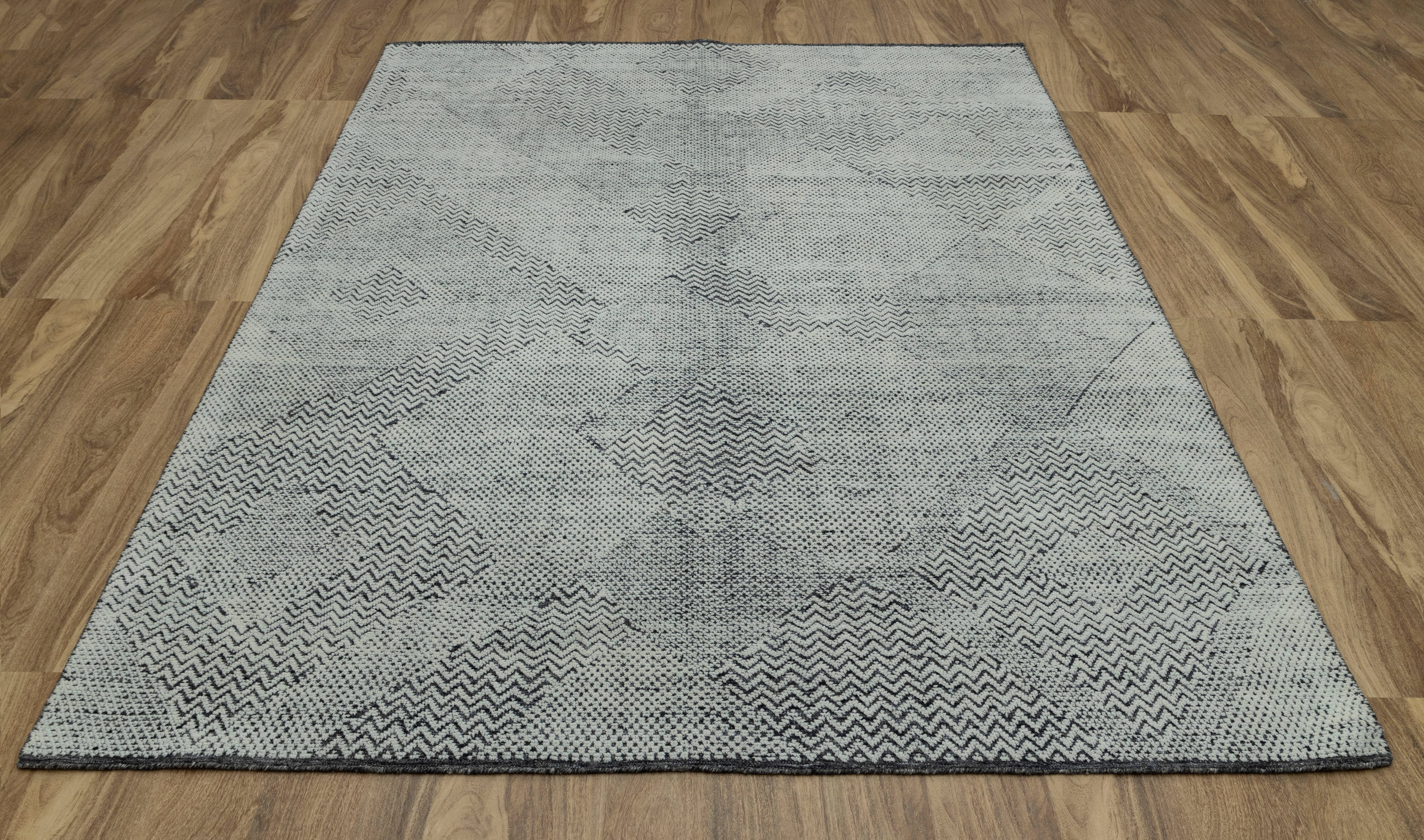 Aesthetic Homes LLC - Wholesale Area Rug - 8x10 Moroccan Rug Grey Black Wool Plush Modern 90092