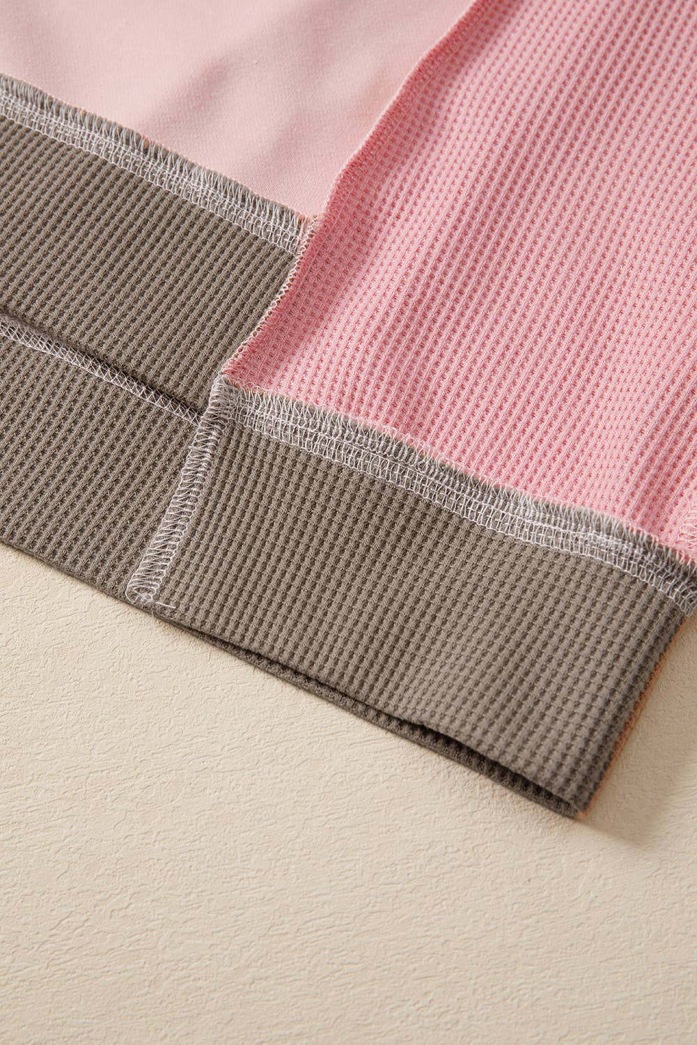 66DISCO - Wholesale Sweatshirt - Women's - 66Block Texture Waffle Patchwork Oversize Sweatshirt(S-4X)11