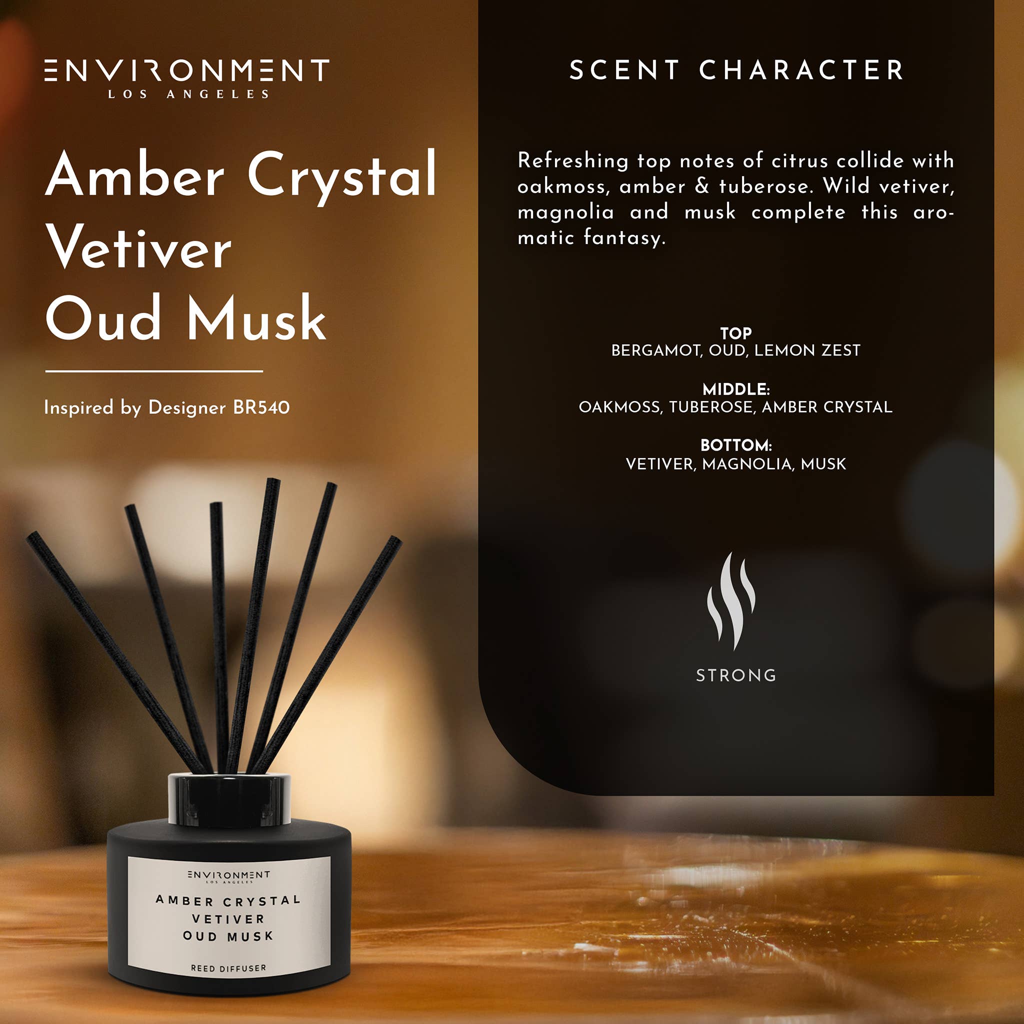 ENVIRONMENT - Wholesale Reed Diffuser - Inspired by Baccarat Rouge 540® Diffuser Amber Crystal | Vet4