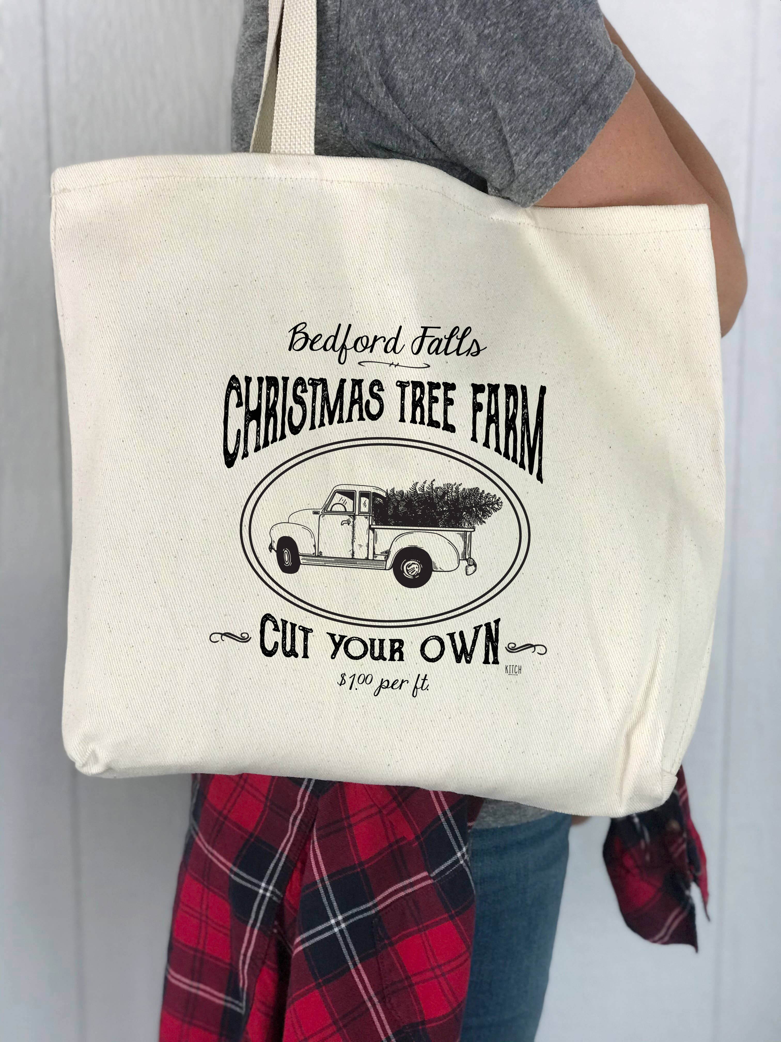 Perfect Day Print Co - Wholesale Tote Bag - Women's - Bedford Falls Tree Farm, Christmas Tote Bag Canvas1