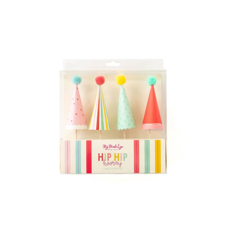 HBD815A - Decoraciones de pastel con sombreros de fiesta «Hip Hip Hooray» para venta al por mayor de My Mind’s Eye