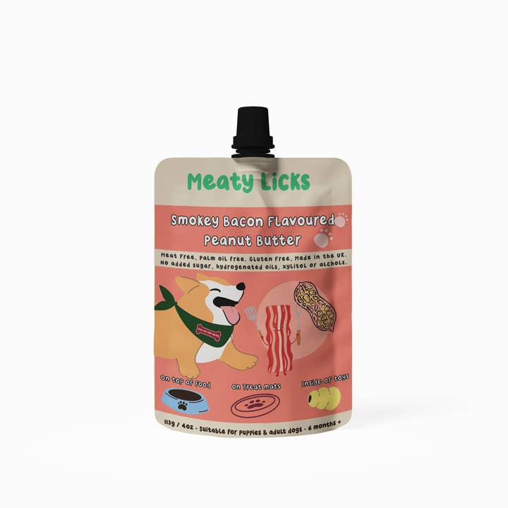 Apex Pet Products (Meaty Bubbles) - Wholesale Pet Treats - Dog - Smokey Bacon Peanut Butter Pouch for dogs 113g 4oz